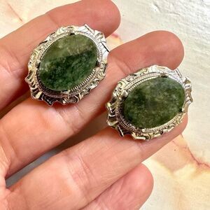 Dante silver and jade vintage cufflinks